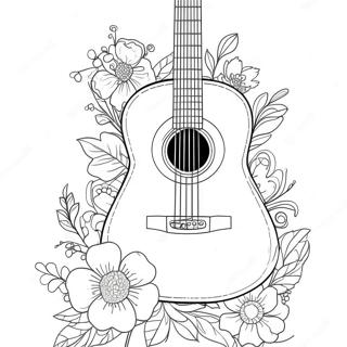 Akustisk Guitar Med Blomster Malebog 3031-2420