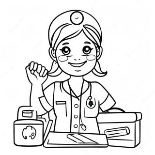 Friendly Nurse With First Aid Supplies Coloring Page 30425-24065