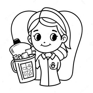 Friendly Nurse With First Aid Supplies Coloring Page 30425-24066