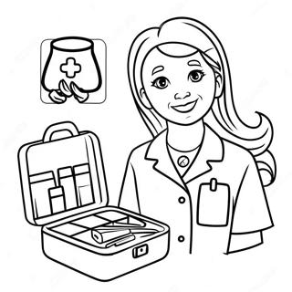 Friendly Nurse With First Aid Supplies Coloring Page 30425-24067