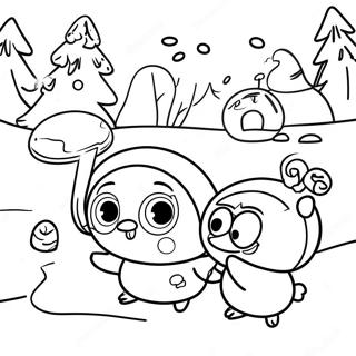 Pororo And Friends Playing In The Snow Coloring Page 30495-24097