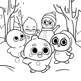 Pororo And Friends Playing In The Snow Coloring Page 30495-24098