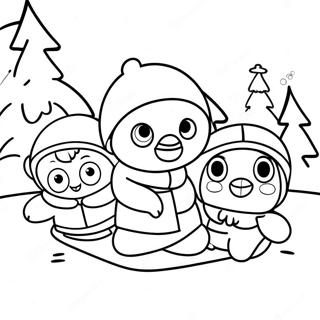 Pororo And Friends Playing In The Snow Coloring Page 30495-24099