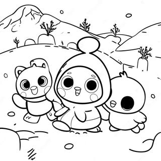 Pororo And Friends Playing In The Snow Coloring Page 30495-24100