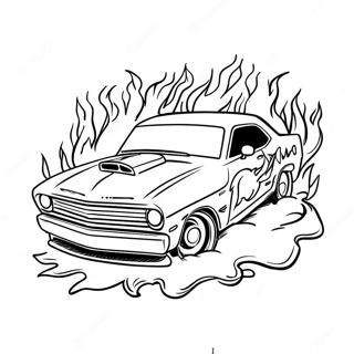 Flaming Demolition Derby Car Coloring Page 30505-24121