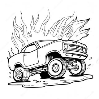 Flaming Demolition Derby Car Coloring Page 30505-24122