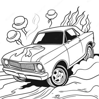 Flaming Demolition Derby Car Coloring Page 30505-24124