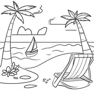 Tropical Beach Scene Coloring Page 3050-2425