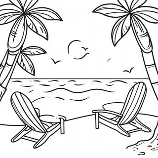 Tropical Beach Scene Coloring Page 3050-2426