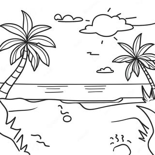 Tropical Beach Scene Coloring Page 3050-2427