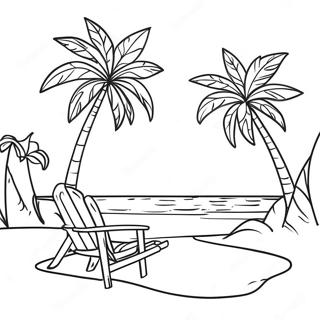 Tropical Beach Scene Coloring Page 3050-2428