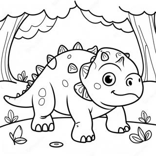 Cute Ankylosaurus In A Forest Coloring Page 30615-24205