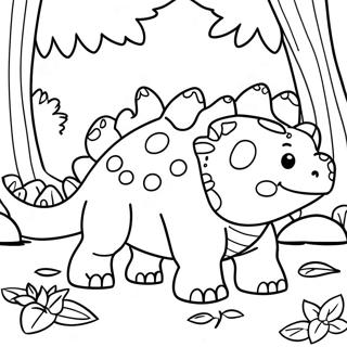 Cute Ankylosaurus In A Forest Coloring Page 30615-24206