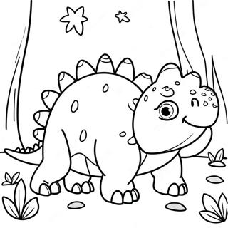 Cute Ankylosaurus In A Forest Coloring Page 30615-24207