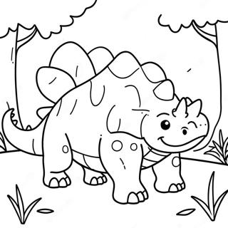 Cute Ankylosaurus In A Forest Coloring Page 30615-24208