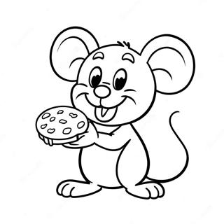 Cheerful Mouse With A Cookie Coloring Page 3061-2451