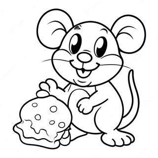 Cheerful Mouse With A Cookie Coloring Page 3061-2452