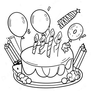 Happy 10th Birthday Celebration Coloring Page 30714-24283