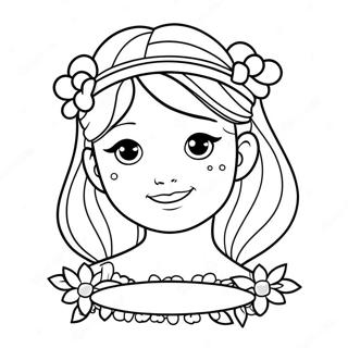 Cute Girl With A Flower Crown Coloring Page 3071-2447