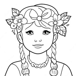 Cute Girl With A Flower Crown Coloring Page 3071-2448