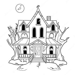 Creepy Haunted House Coloring Page 30955-24493