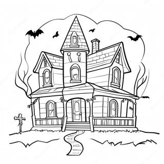 Creepy Haunted House Coloring Page 30955-24496