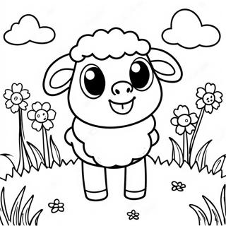 Cute Suzy Sheep In The Meadow Coloring Page 30975-24481