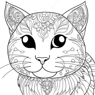 Elegant Cat Portrait Coloring Page 31015-24529