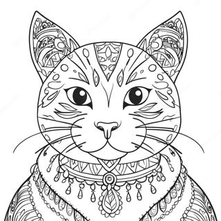 Elegant Cat Portrait Coloring Page 31015-24530