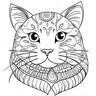 Elegant Cat Portrait Coloring Page 31015-24532