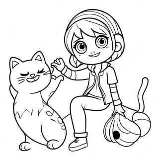 Adventurous Marinette With Cat Noir Coloring Page 31224-24685