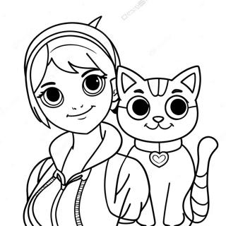 Adventurous Marinette With Cat Noir Coloring Page 31224-24688