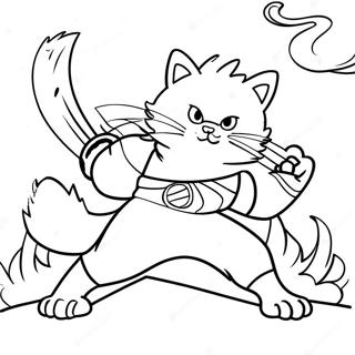 Fierce Warrior Cat In Battle Coloring Page 31454-24869