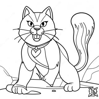 Fierce Warrior Cat In Battle Coloring Page 31454-24872