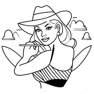 Retro Pin Up Girl In A Swimsuit Coloring Page 31524-24930