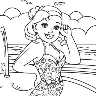 Retro Pin Up Girl In A Swimsuit Coloring Page 31524-24931