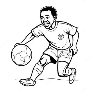 Pele Dribbling The Ball Coloring Page 31614-24993