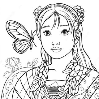 Kanao With Butterfly Coloring Page 31634-25001