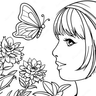 Kanao With Butterfly Coloring Page 31634-25003