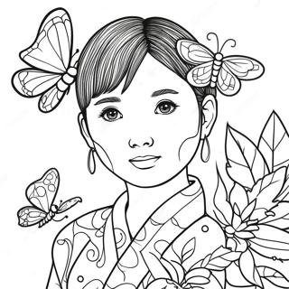 Kanao With Butterfly Coloring Page 31634-25004