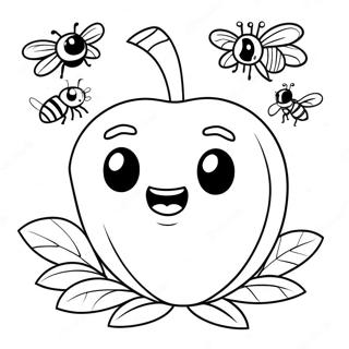 Giant Peach With Funny Insects Coloring Page 31644-25014