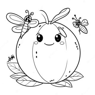 Giant Peach With Funny Insects Coloring Page 31644-25016