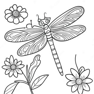 Colorful Dragonfly In A Garden Coloring Page 3171-2522