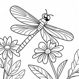 Colorful Dragonfly In A Garden Coloring Page 3171-2523