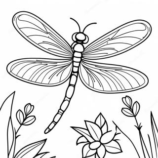 Colorful Dragonfly In A Garden Coloring Page 3171-2524