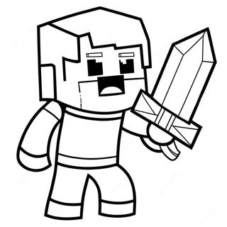 Minecraft Alex With Diamond Sword Coloring Page 31734-25113