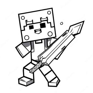 Minecraft Alex With Diamond Sword Coloring Page 31734-25116