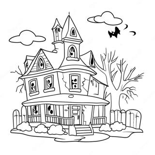 Creepy Haunted House Coloring Page 31803-25143