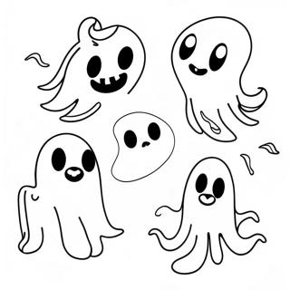 Spooky Ghosts Floating Coloring Page 31804-25157