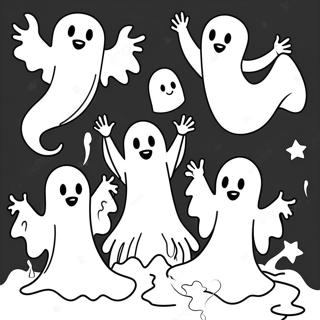 Spooky Ghosts Floating Coloring Page 31804-25159